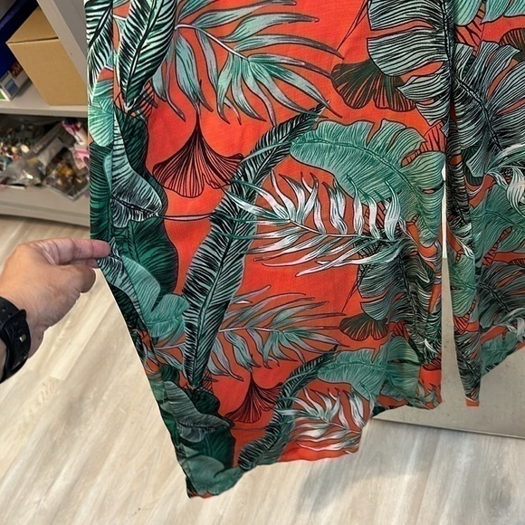 EDY’S PALM PRINT WIDE LEG PANTS SZ L CRUISE BEACH SUMMER EVERYDAY DATE NIGHT - Picture 5 of 6